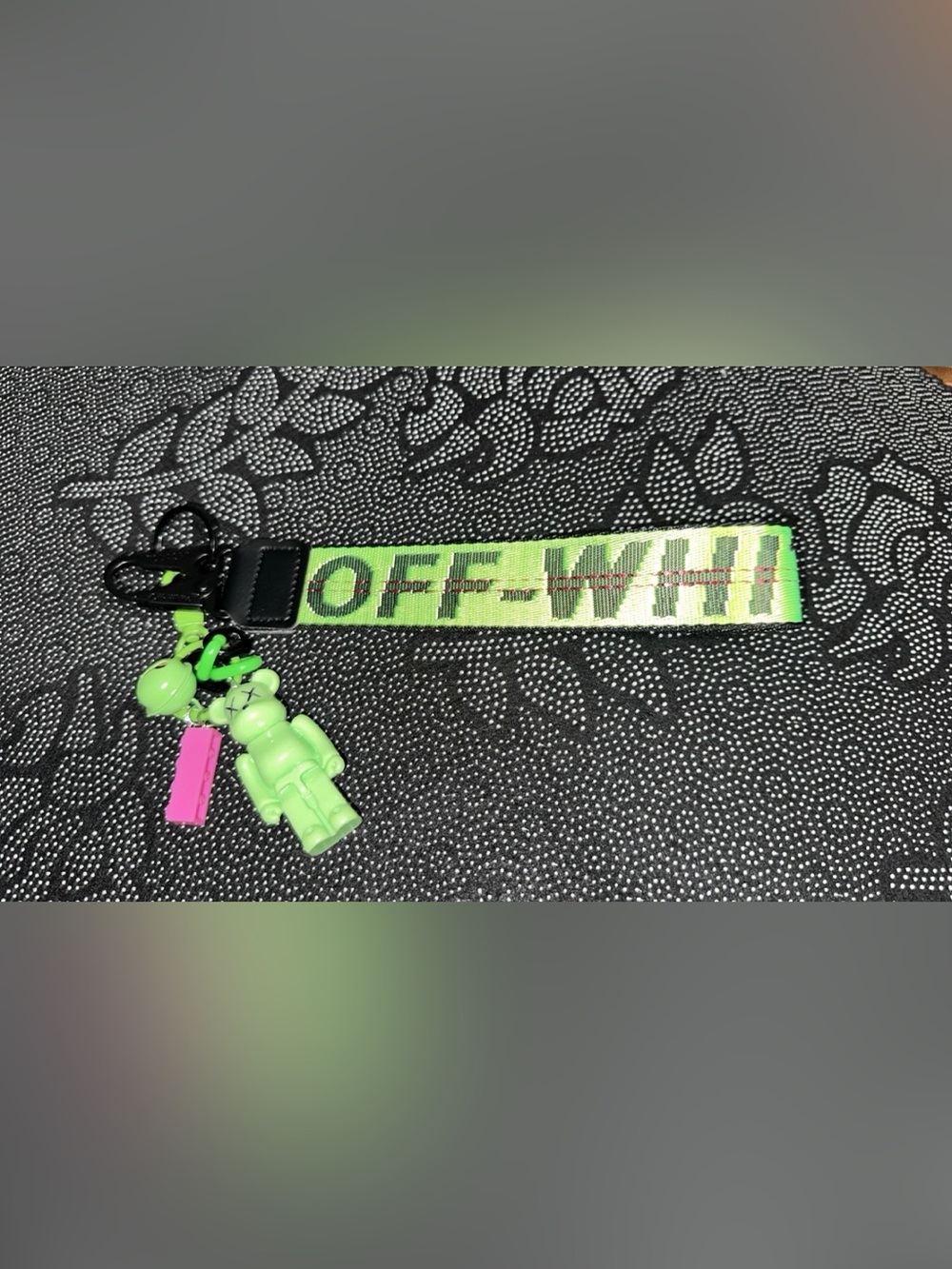 Off-White Neon Green Logo Key & Card Holder Strap